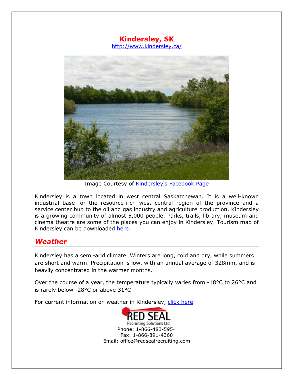 Kindersley, Saskatchewan, Canada | Red Seal Recruiting