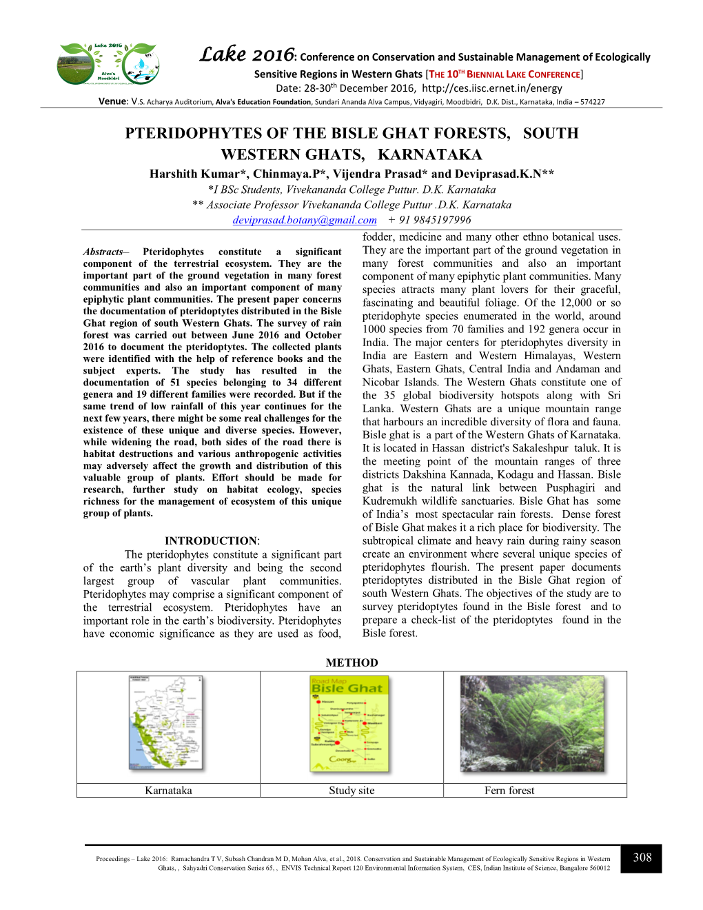 Pteridophytes of the Bisle Ghat Forests, South Western Ghats