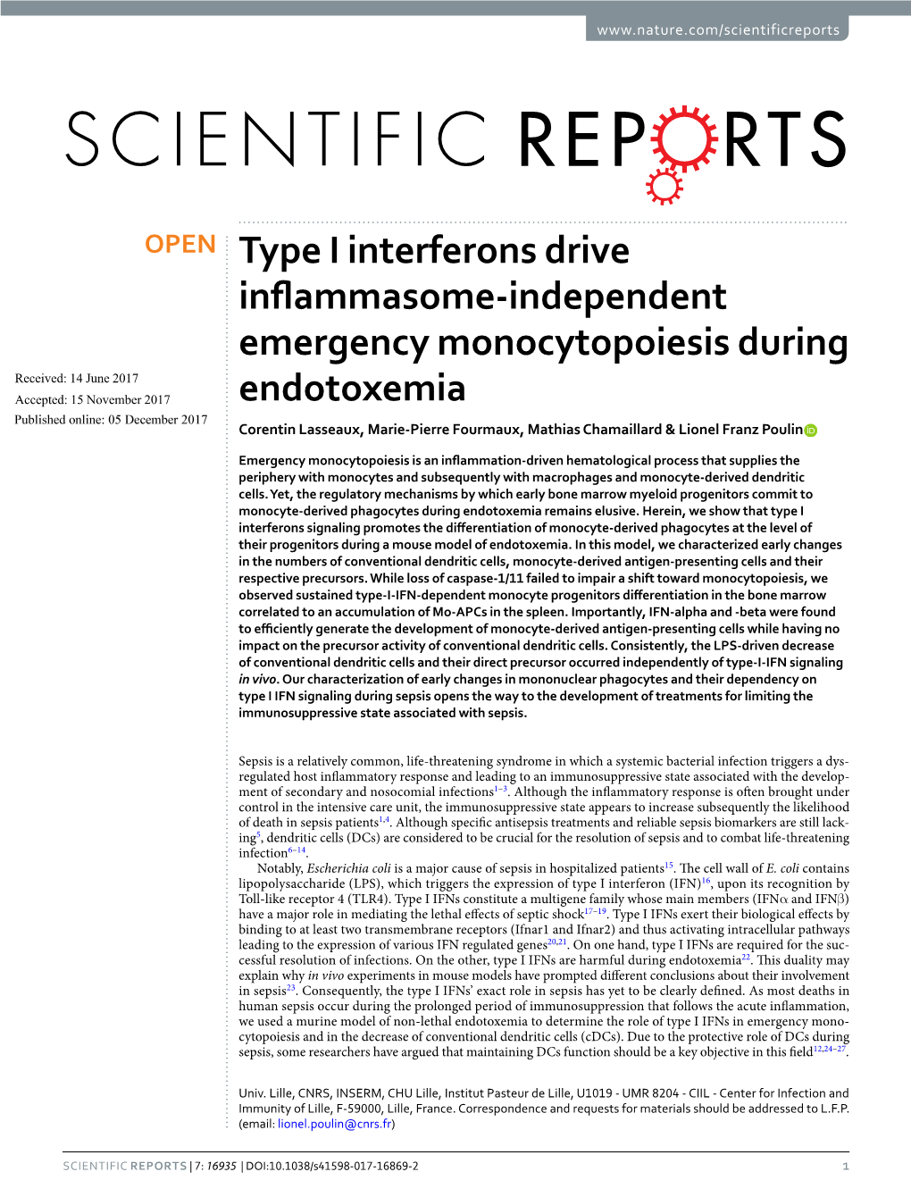 Type I Interferons Drive Inflammasome-Independent Emergency