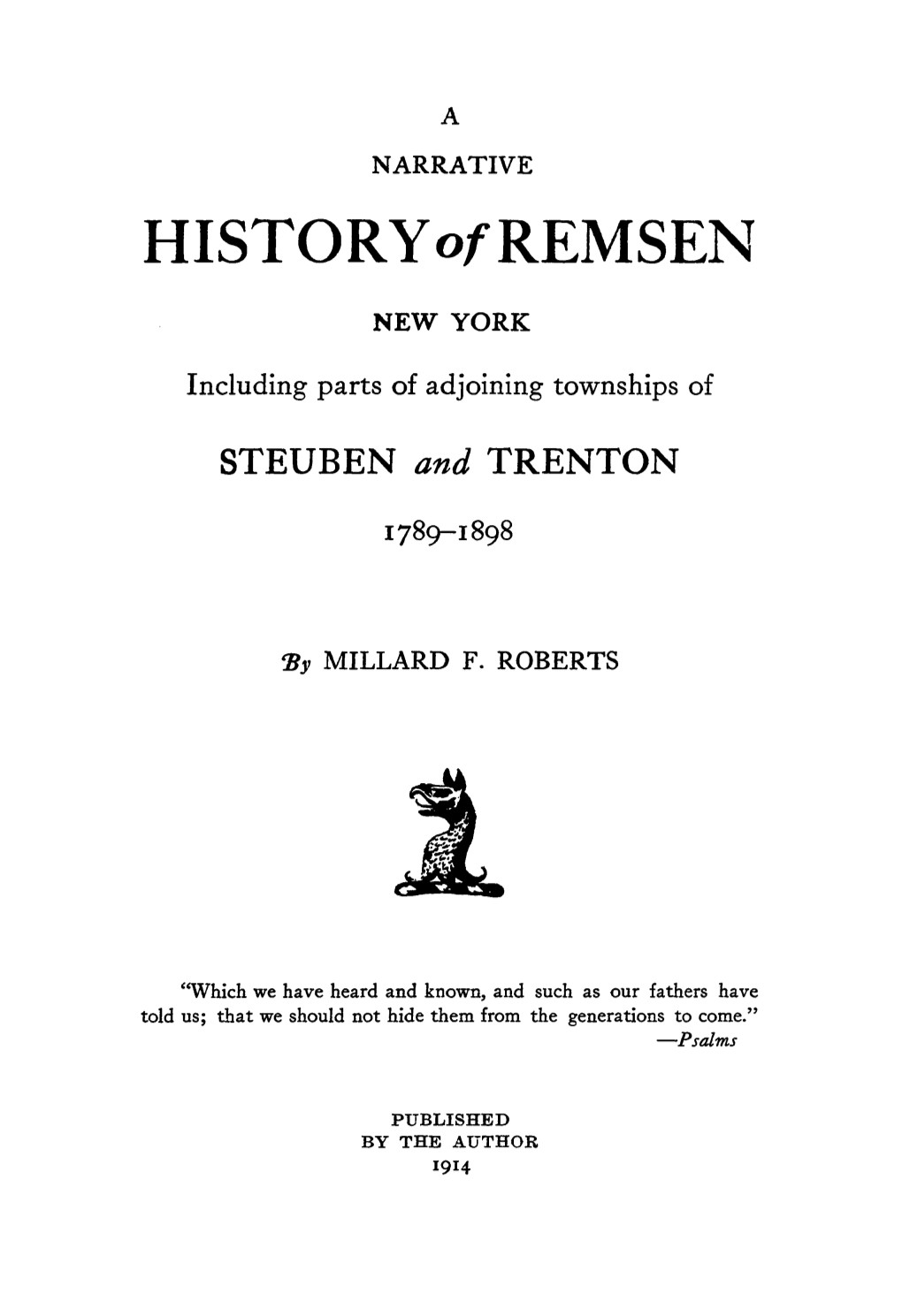 HISTORY of REMSEN