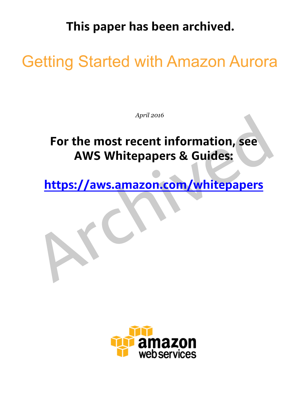 Getting Started with Amazon Aurora