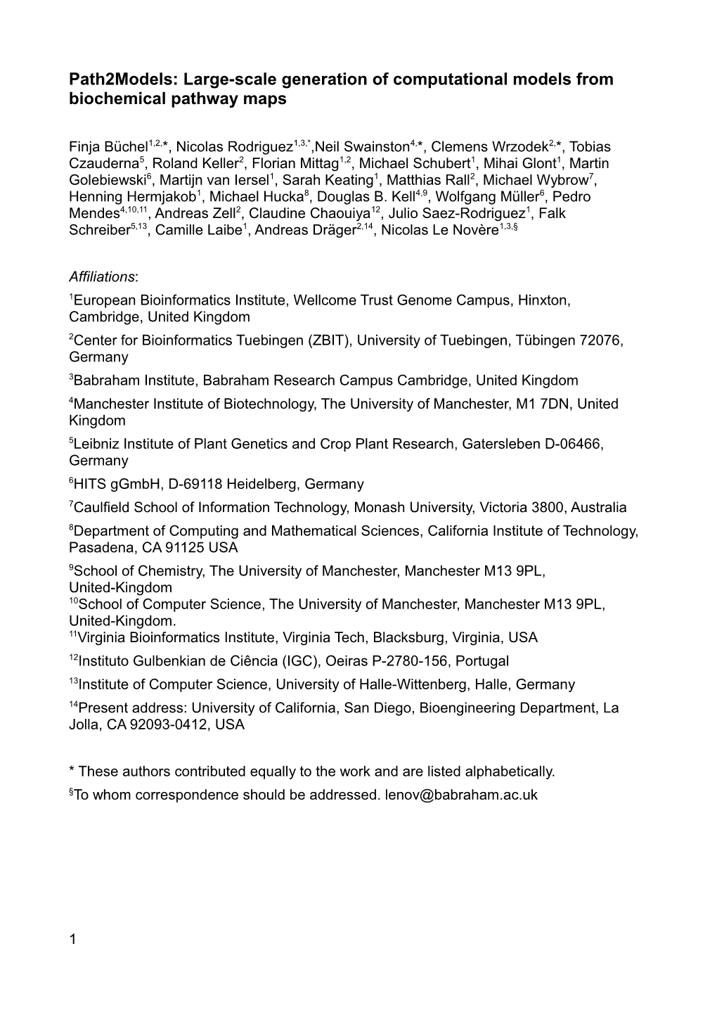 Path2models: Large-Scale Generation of Computational Models from Biochemical Pathway Maps