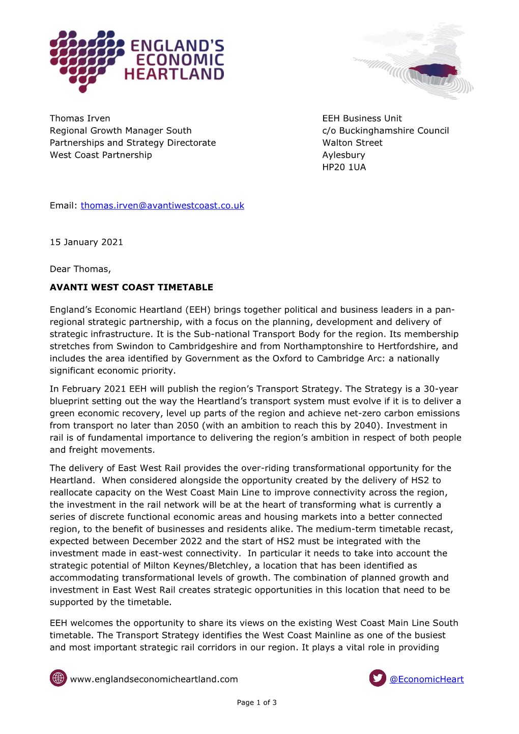 West Coast Partnership Timetable Consultation Response January 2021.Pdf