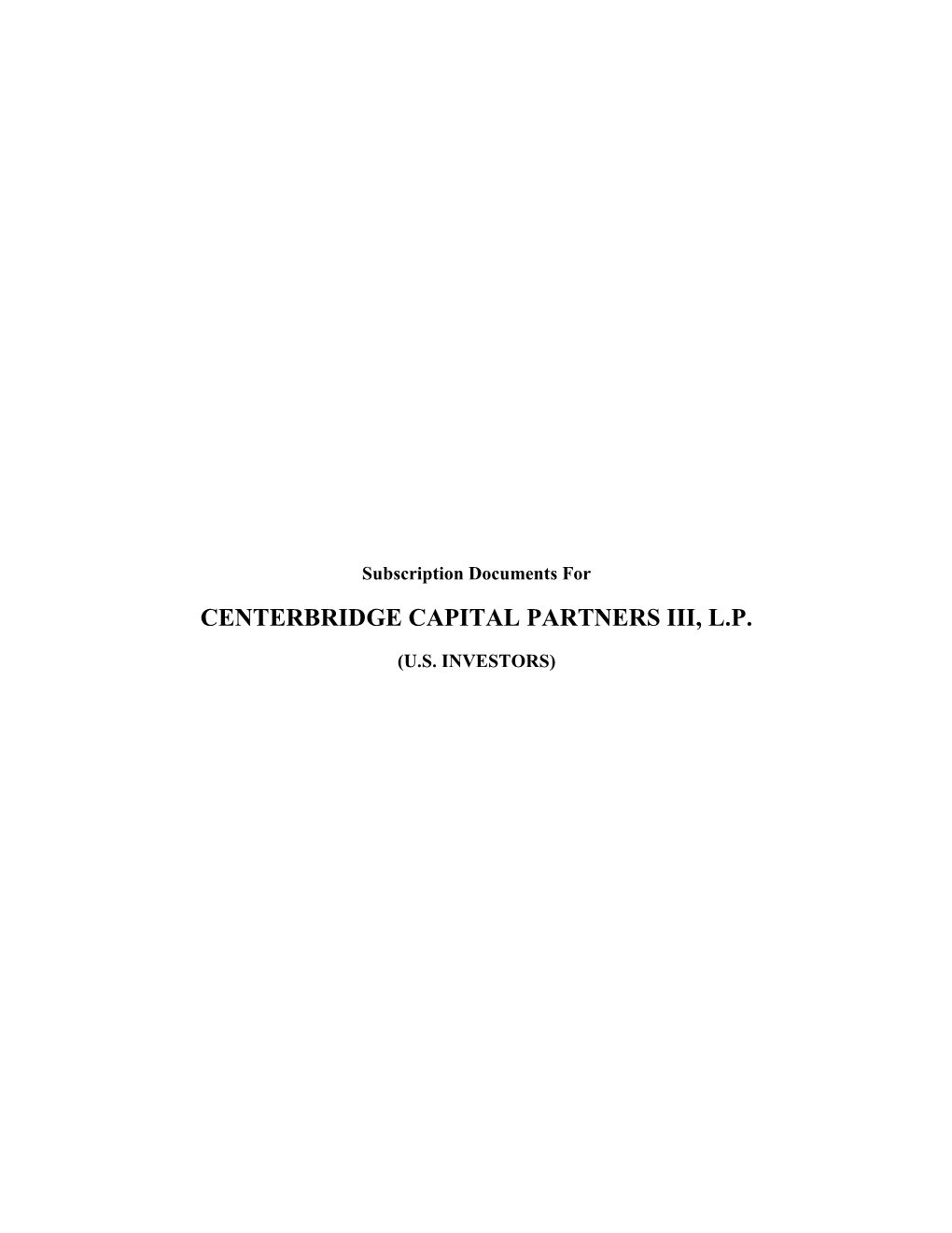 Centerbridge Capital Partners Iii, L.P