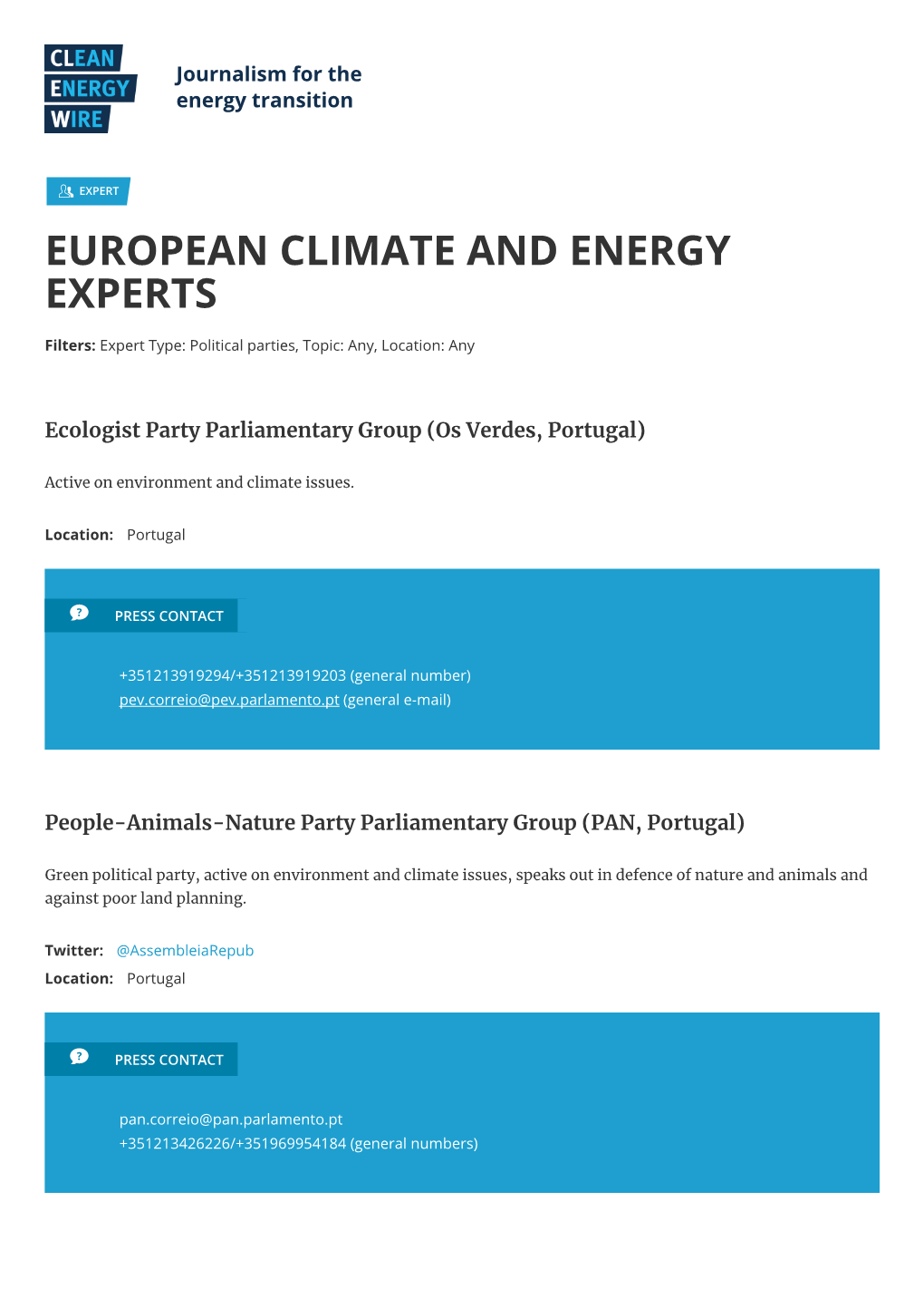 European Climate and Energy Experts