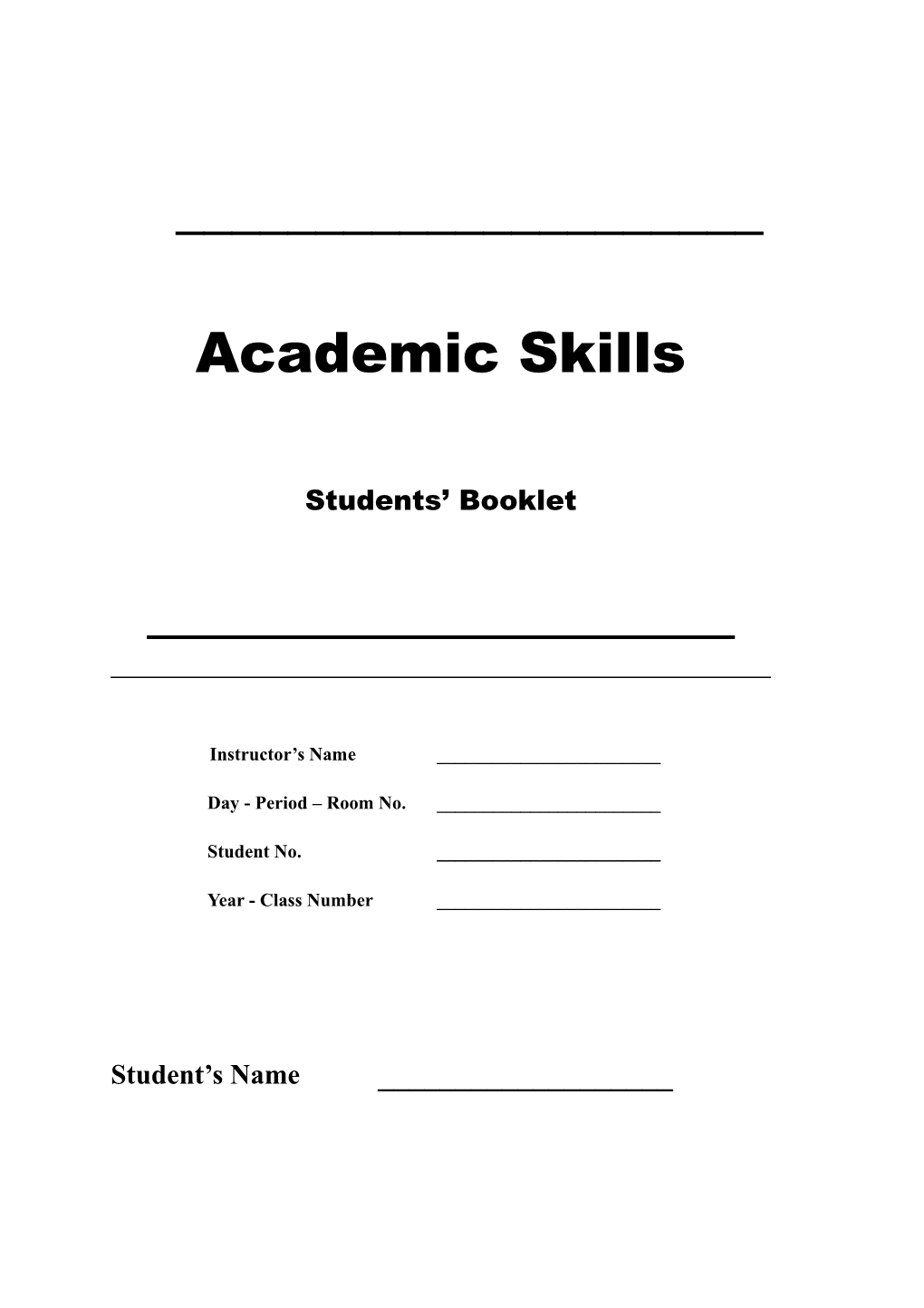 Students Booklet