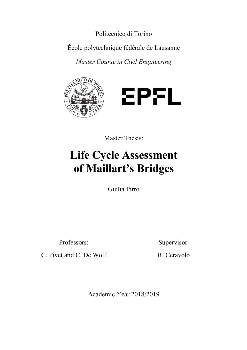 Life Cycle Assessment of Maillart's Bridges