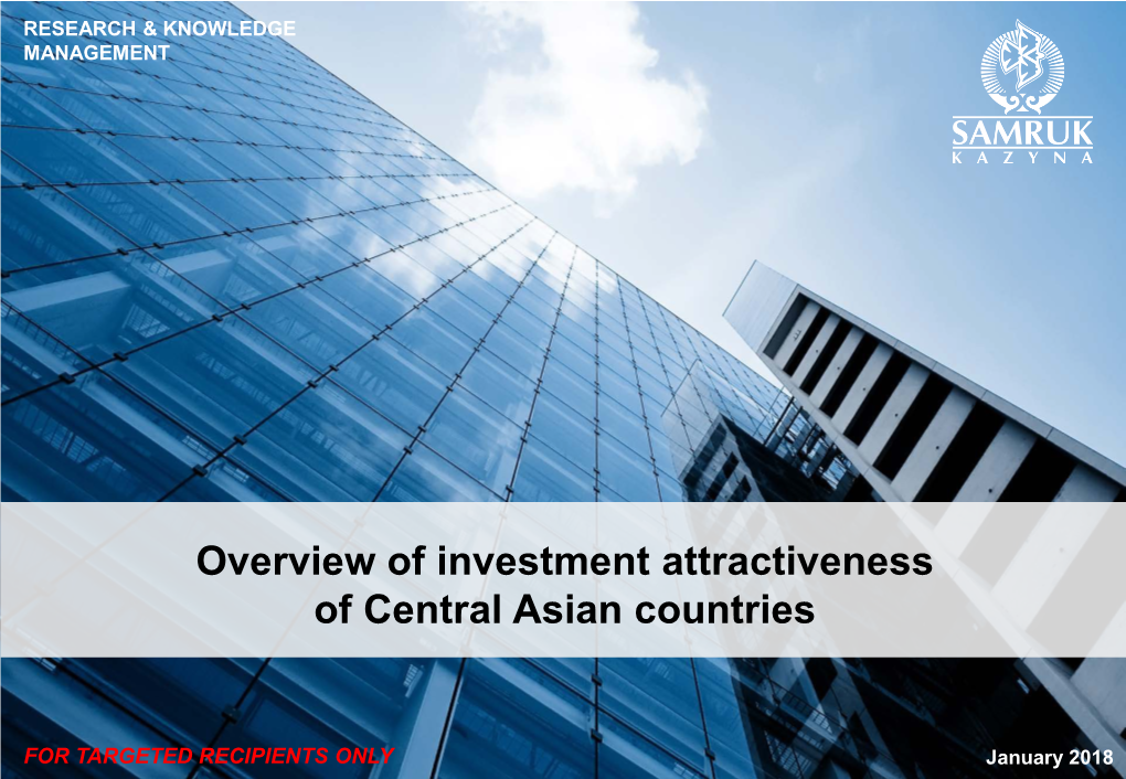 Overview of Investment Attractiveness of Central Asian Countries