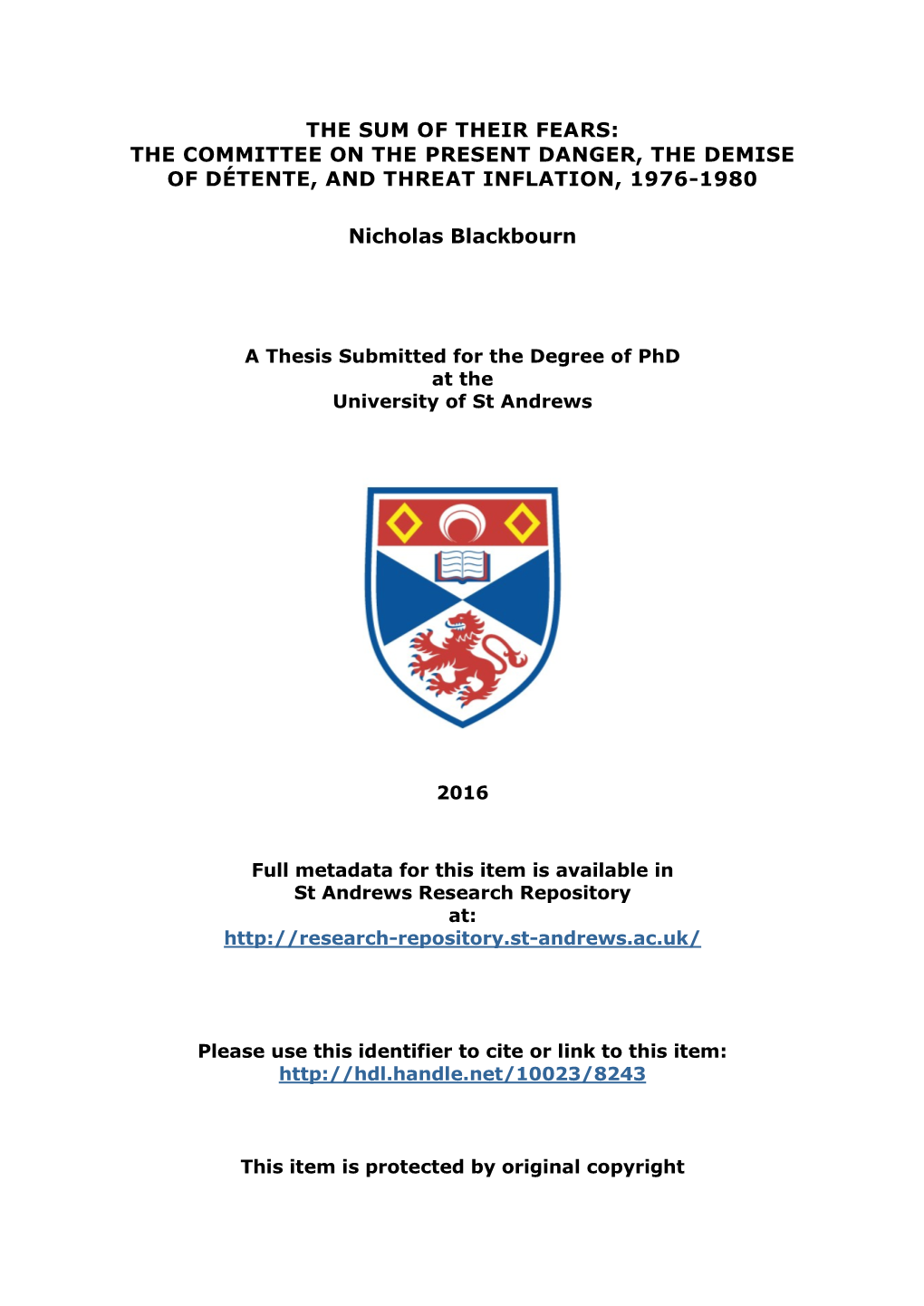 Nicholas Blackbourn Phd Thesis