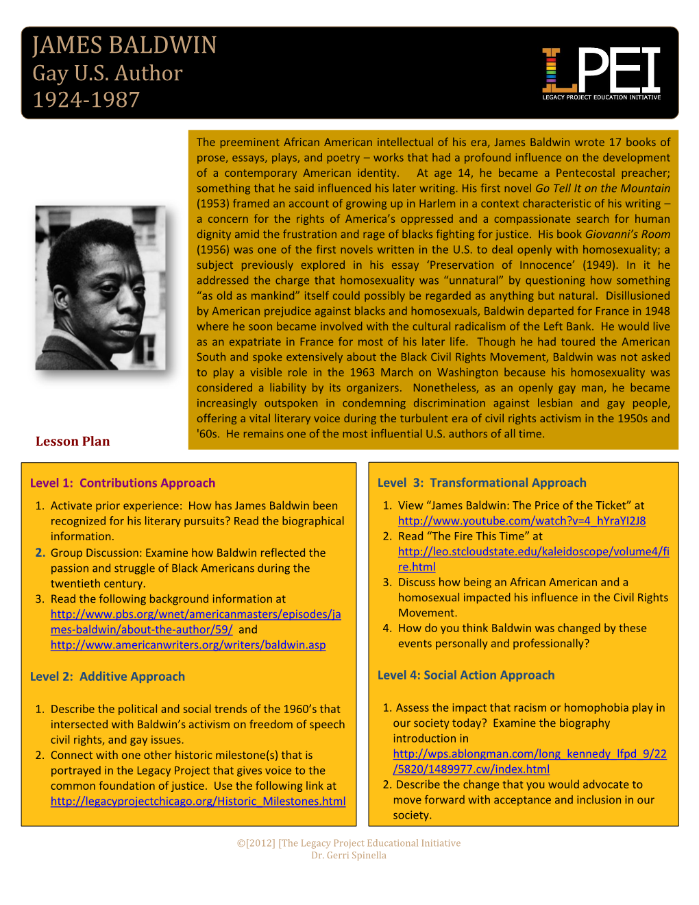 James Baldwin Lesson Plan