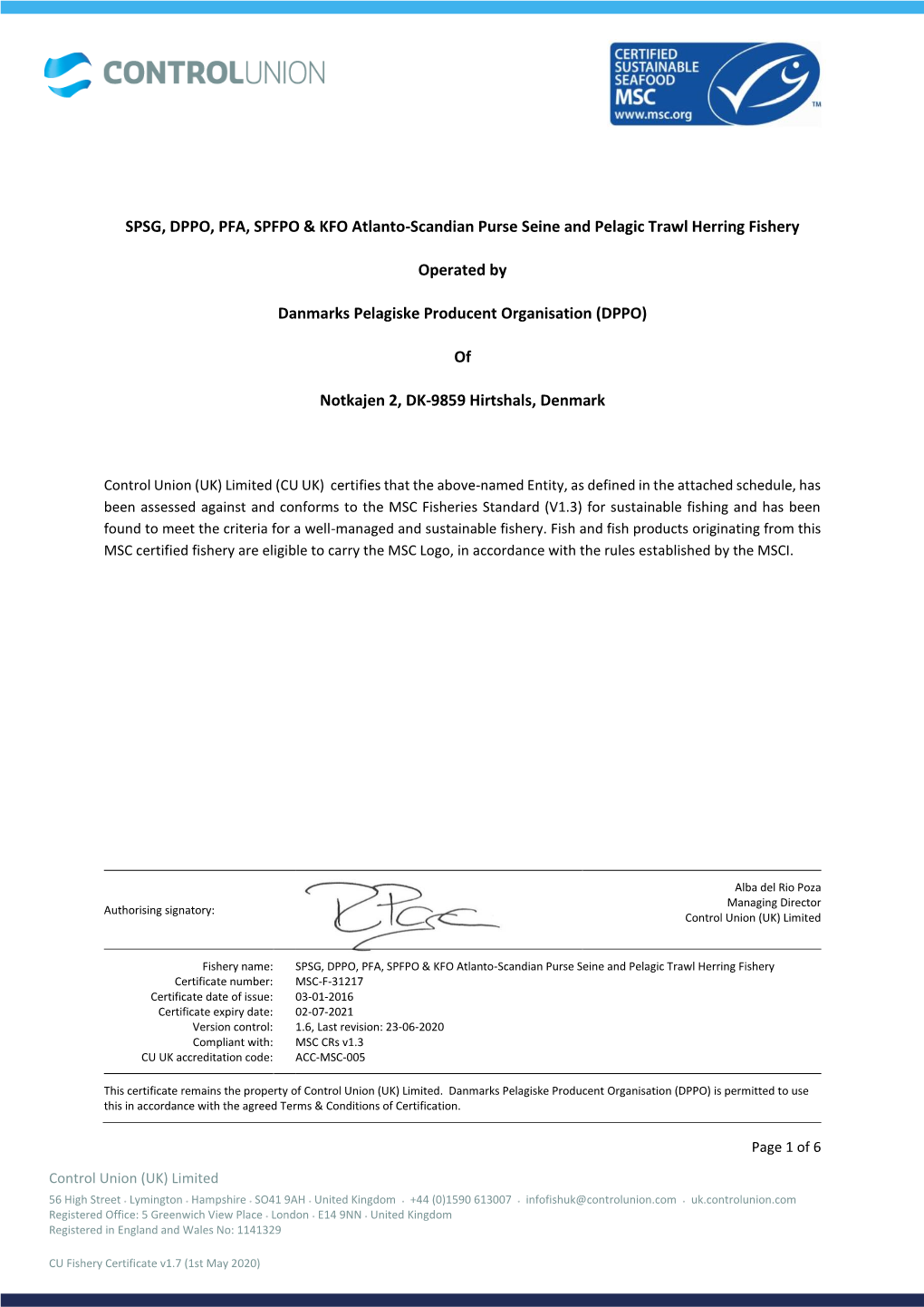 SPSG, DPPO, PFA, SPFPO & KFO Atlanto-Scandian Purse Seine