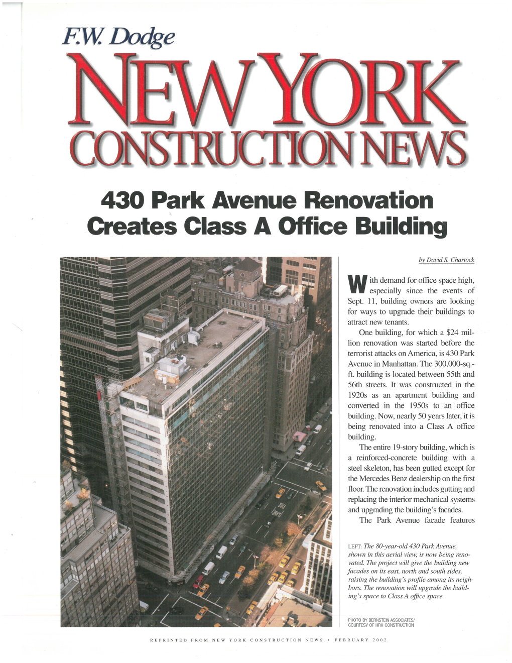 FW Dodge 430 Park Avenue Renovation Creates Class a Office Building