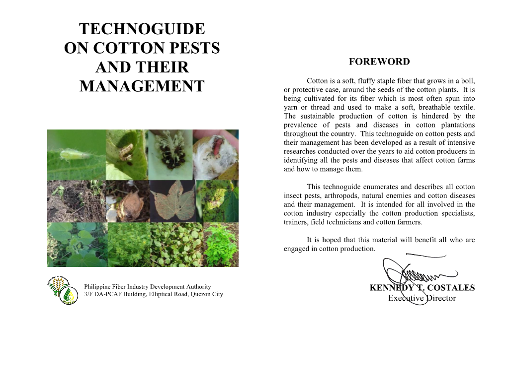 Technoguide on Cotton Pests and Their Management