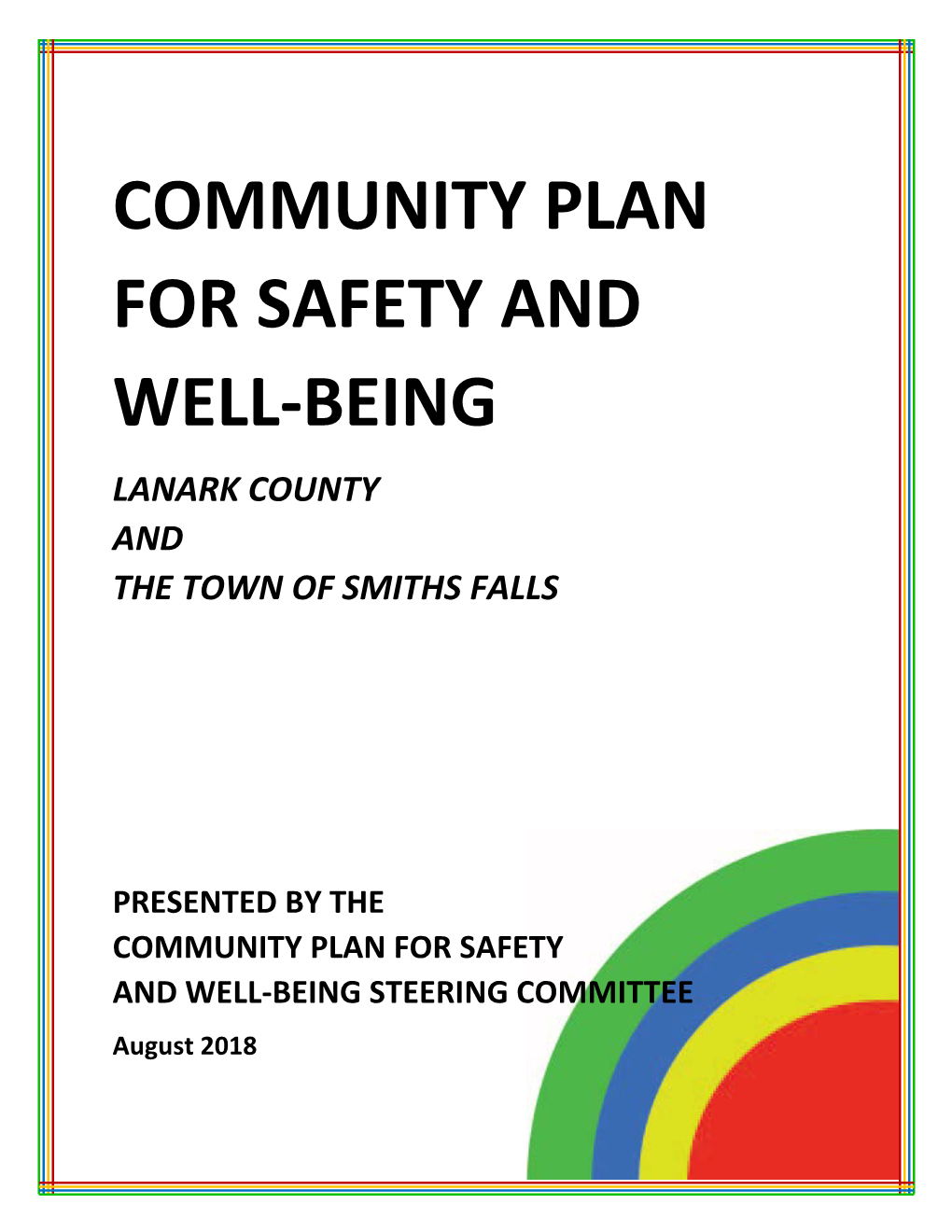 Community Plan for Safety and Well-Being Lanark County and the Town of Smiths Falls