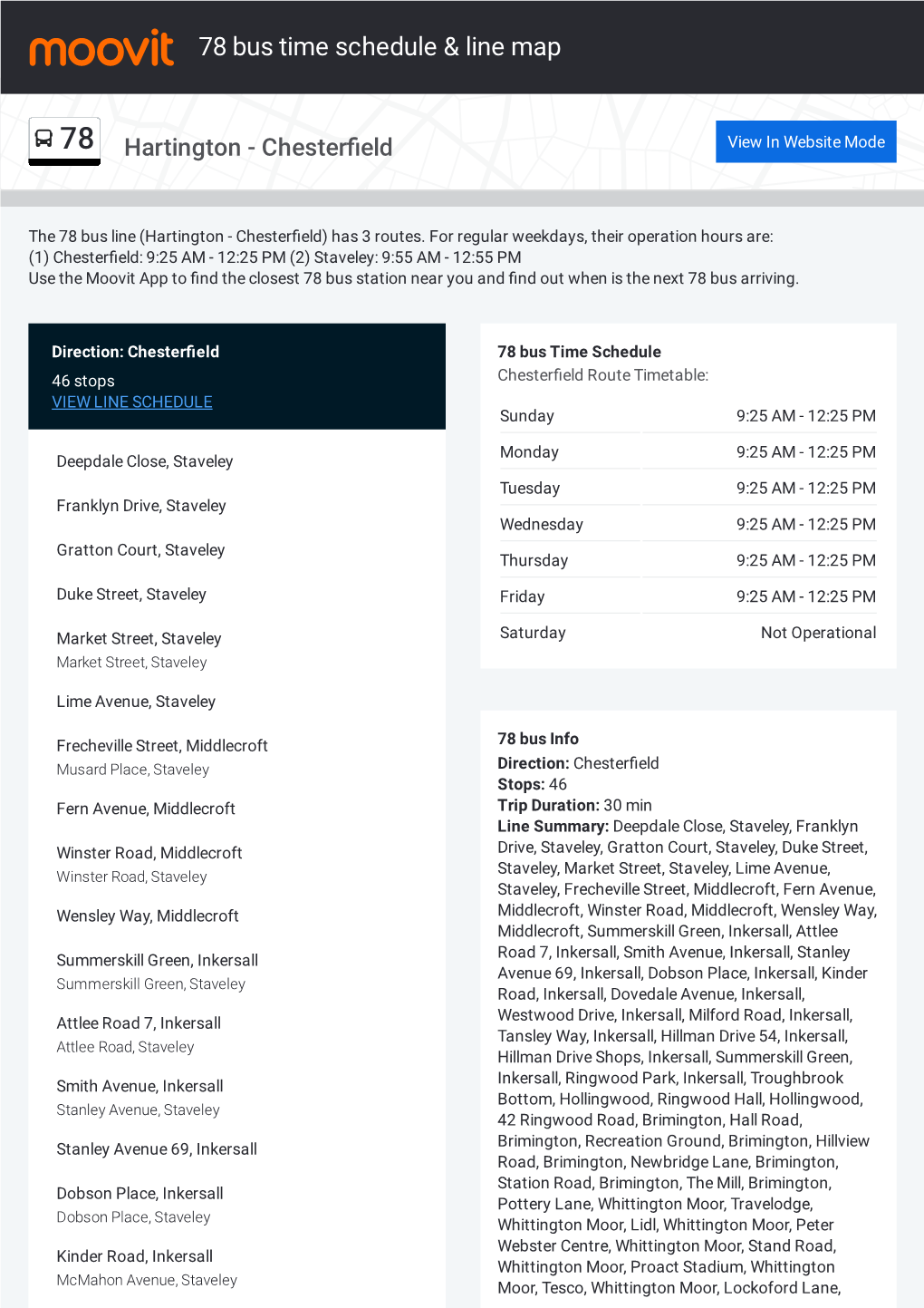 78 Bus Time Schedule & Line Route