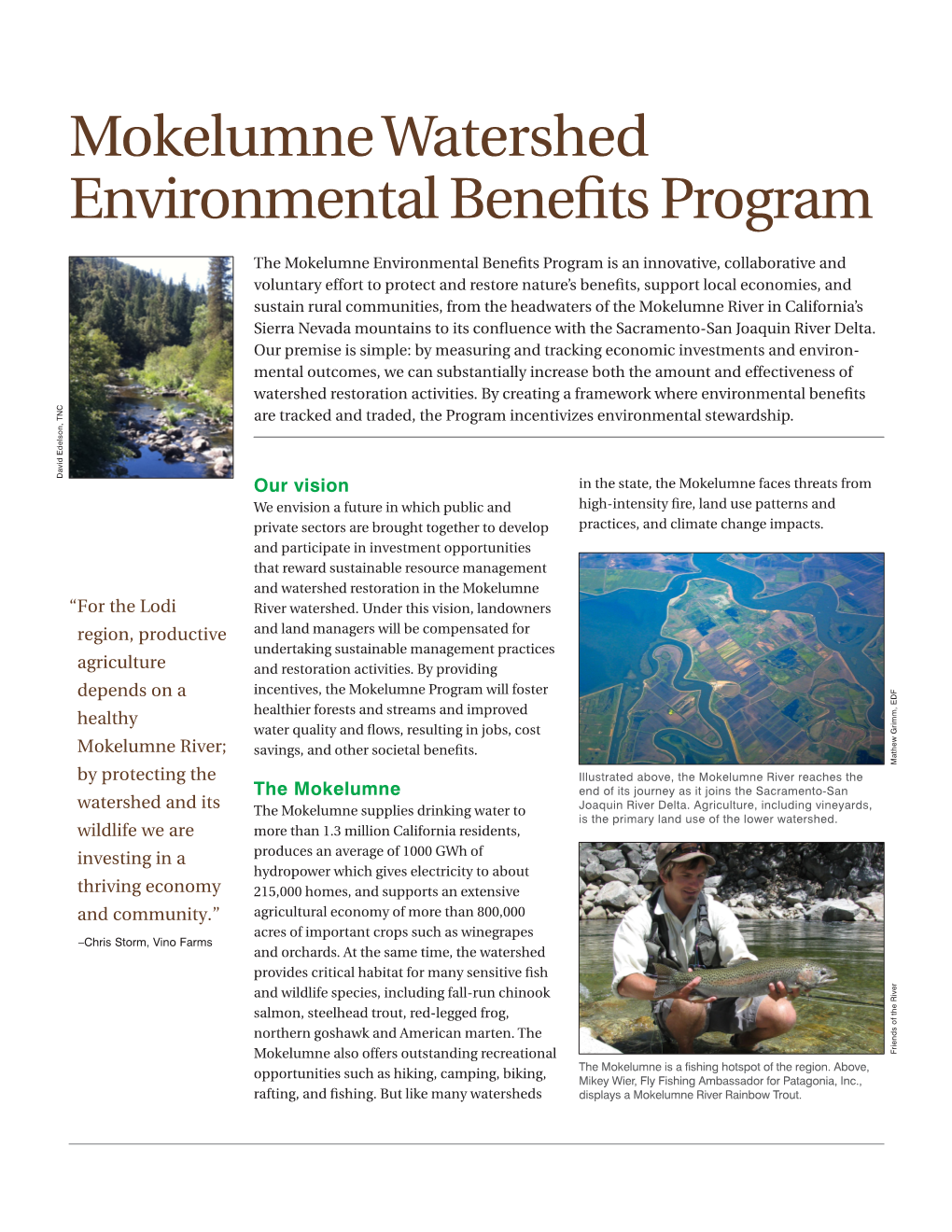 Mokelumne Watershed Environmental Benefits Program