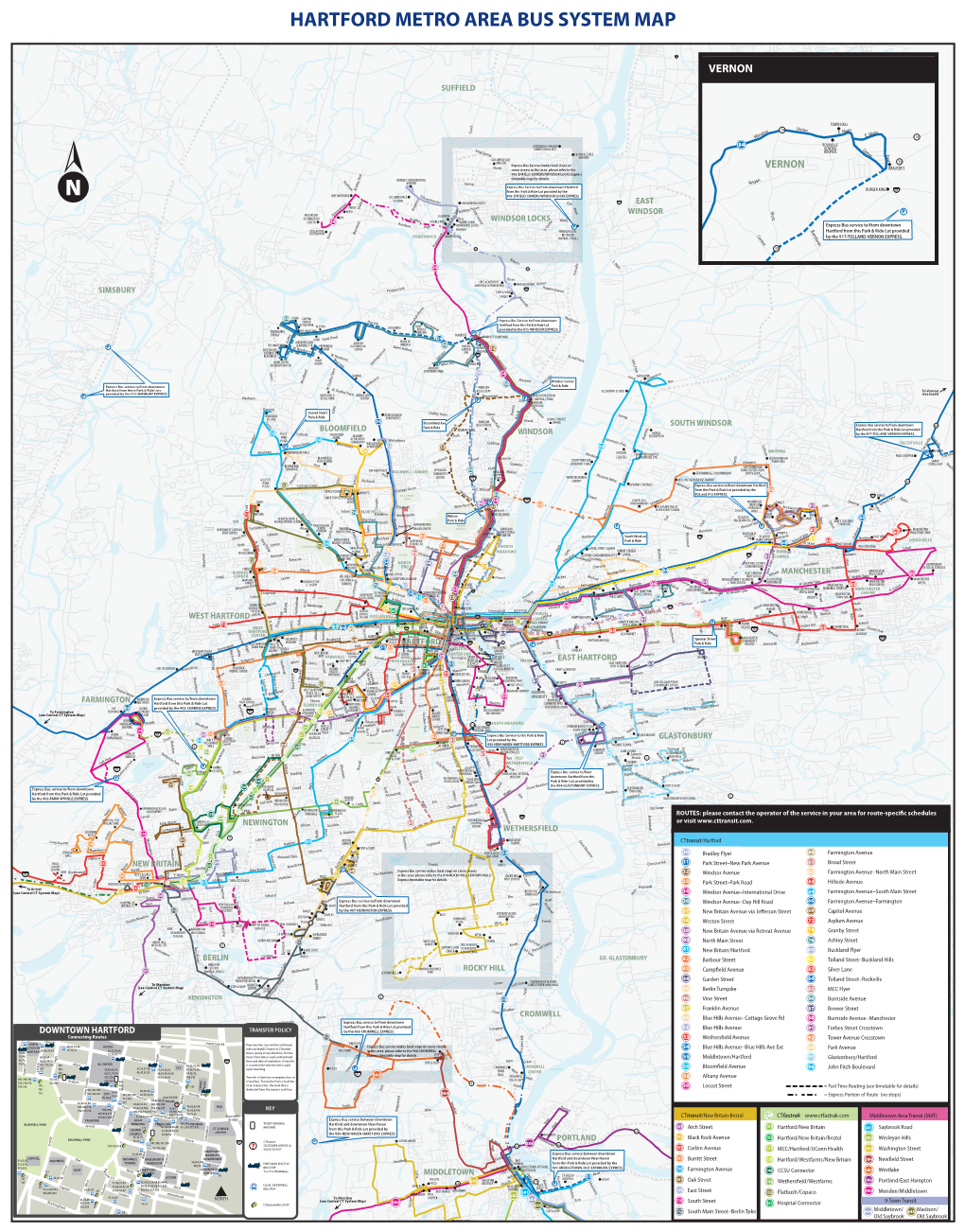 Hartford Metro Area Bus System Map
