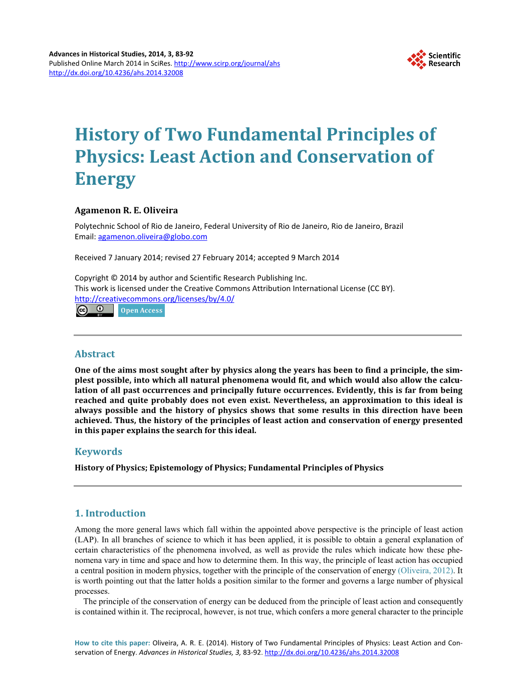 History of Two Fundamental Principles of Physics: Least Action and Conservation of Energy