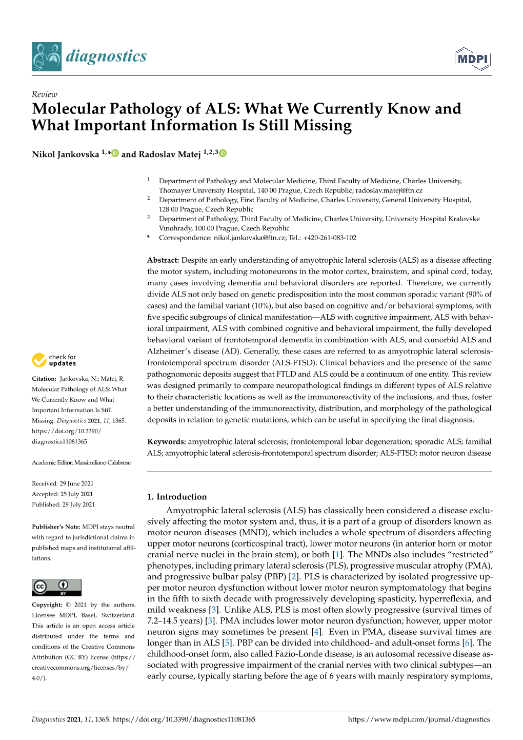 Molecular Pathology of ALS: What We Currently Know and What Important Information Is Still Missing