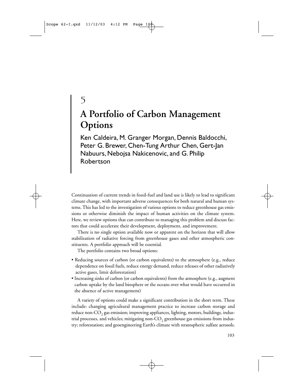 5 a Portfolio of Carbon Management Options Ken Caldeira, M