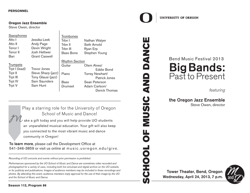 Big Bands: Bend Musicfestival2013 Steve Owen,Director Featuring