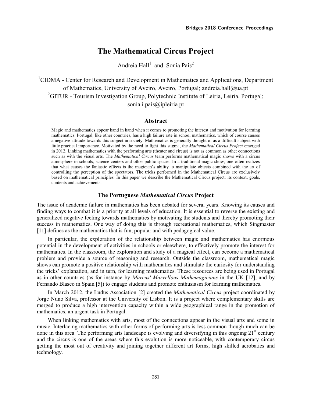 The Mathematical Circus Project