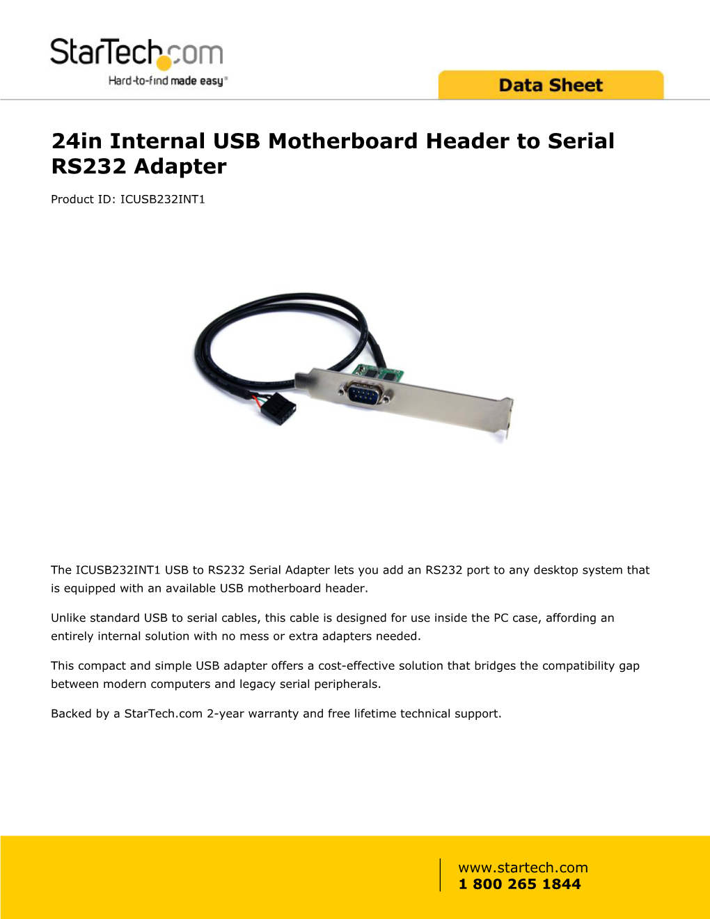 24In Internal USB Motherboard Header to Serial RS232 Adapter