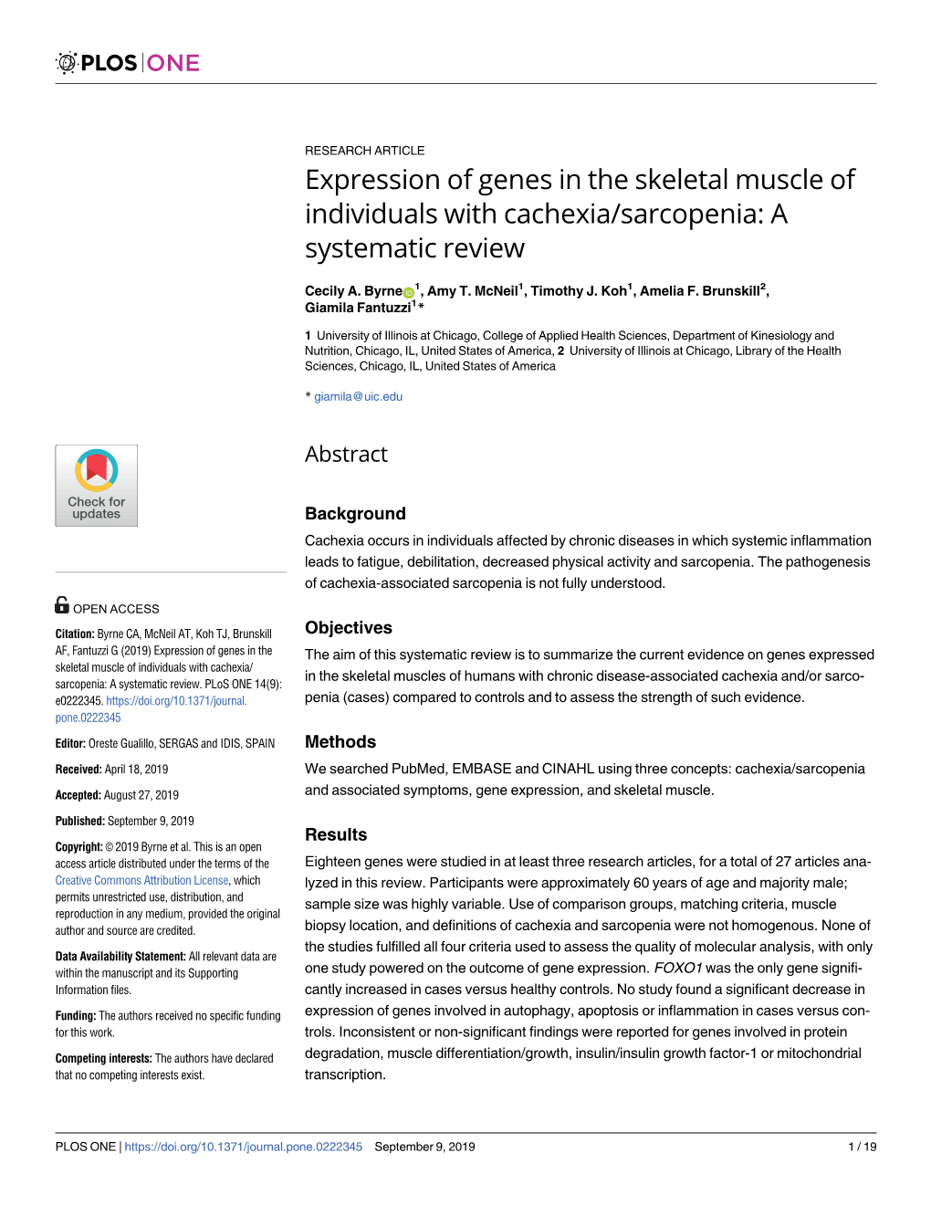 Expression of Genes in the Skeletal Muscle of Individuals with Cachexia/Sarcopenia: a Systematic Review