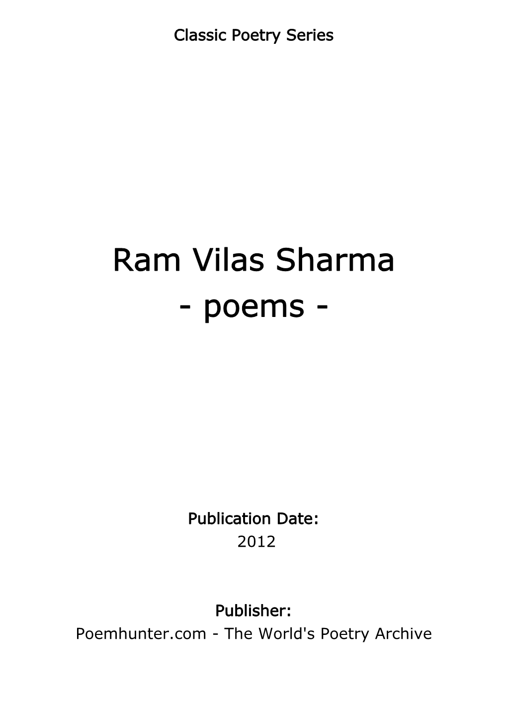 Ram Vilas Sharma - Poems