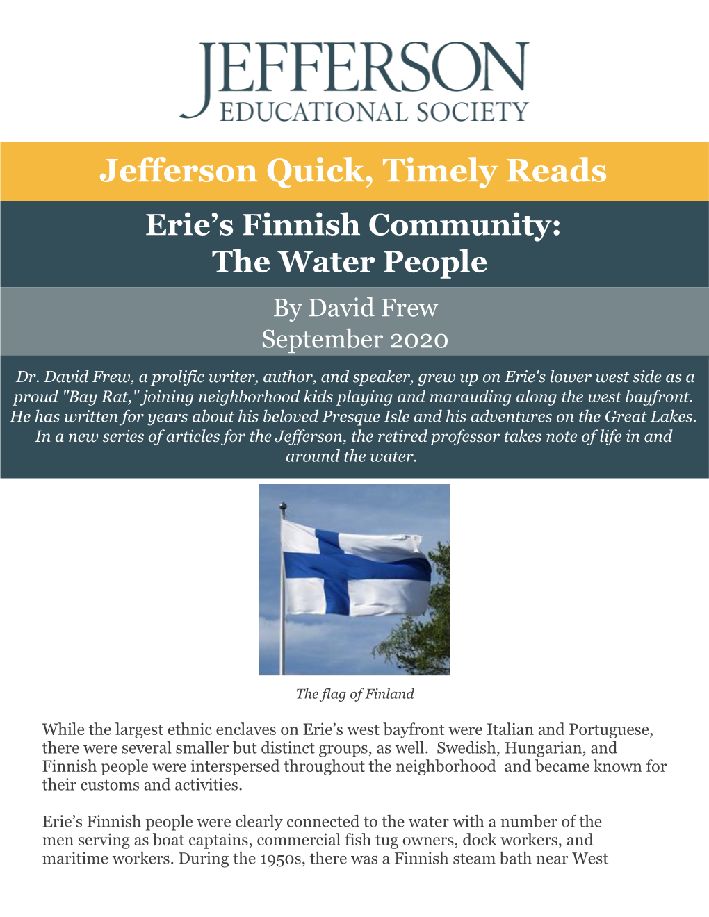 Erie's Finnish Community