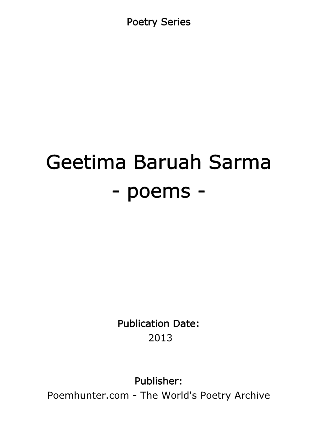 Geetima Baruah Sarma - Poems