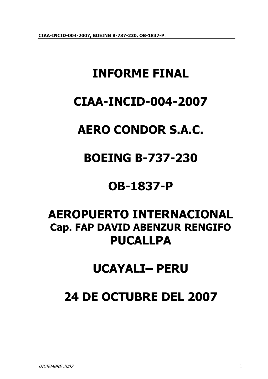 Informe Final Ciaa-Incid-004-2007 Aero