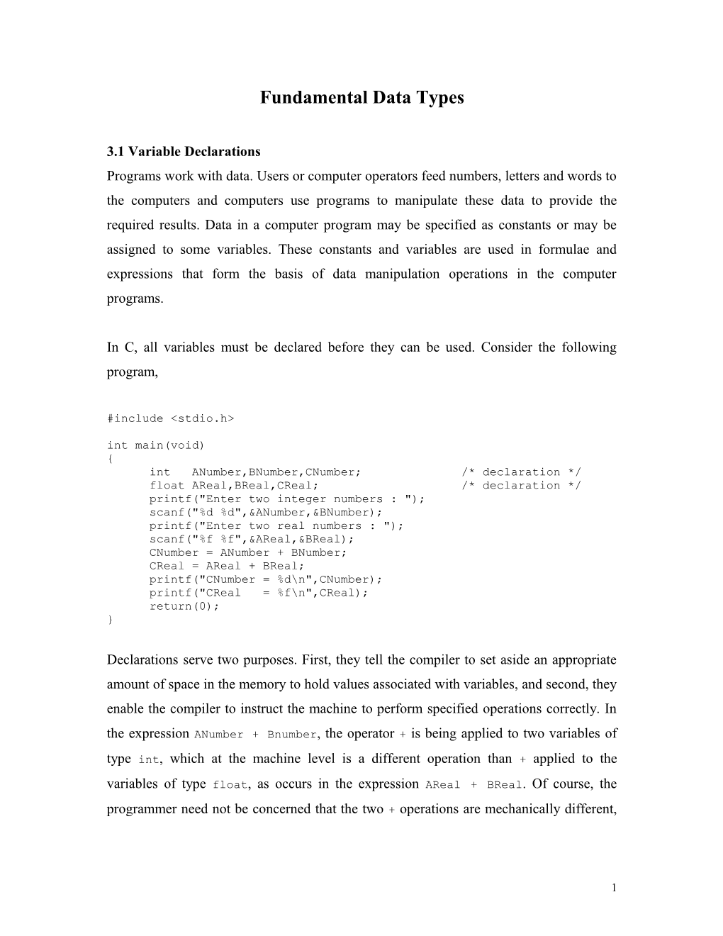 Fundamental Data Types