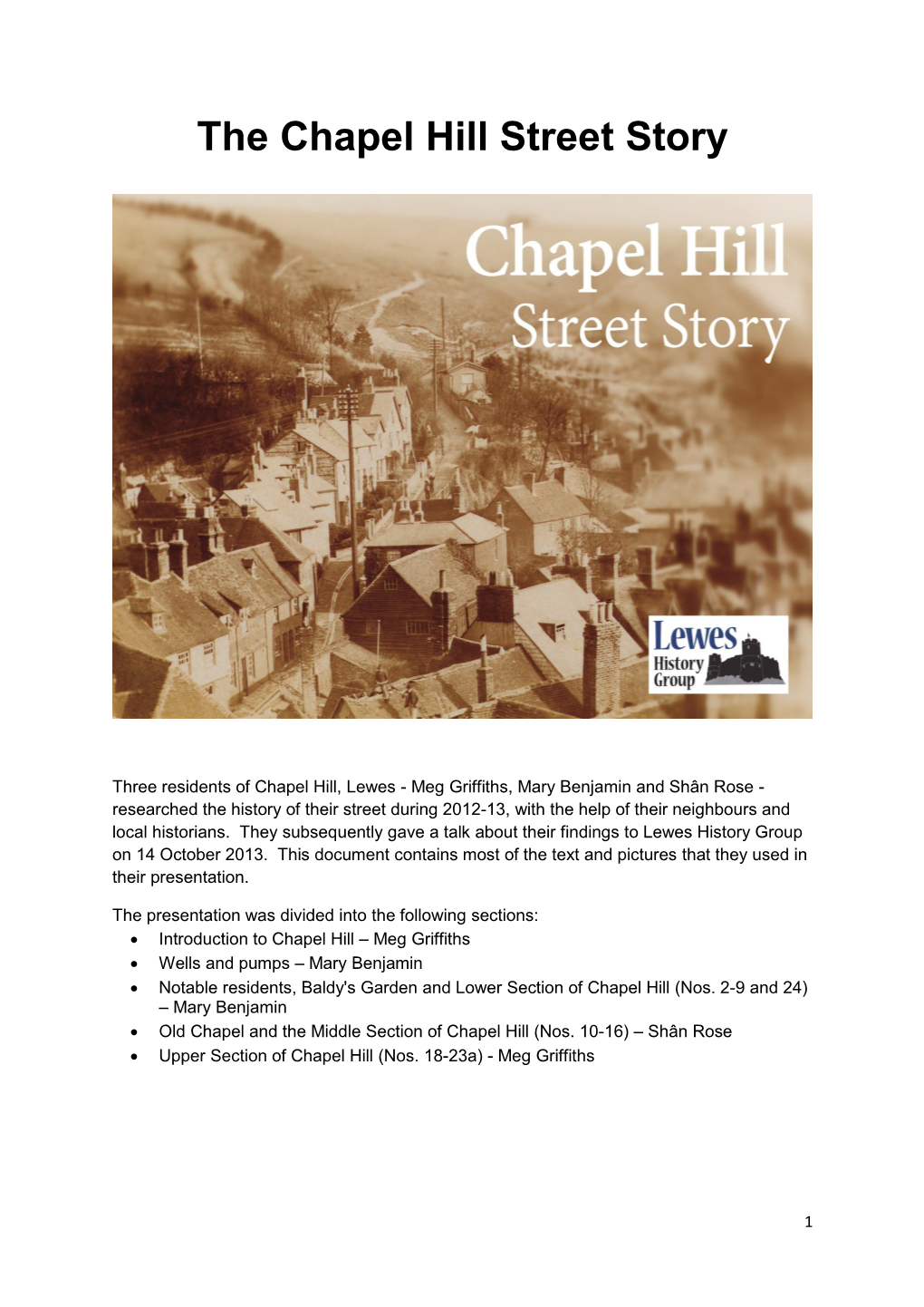 The Chapel Hill Street Story