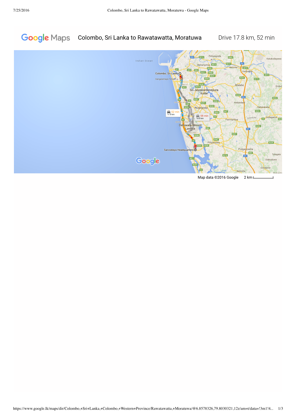 Colombo, Sri Lanka to Rawatawatta, Moratuwa - Google Maps