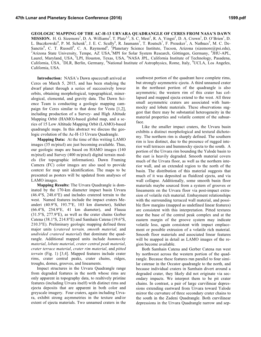 Geologic Mapping of the Ac-H-13 Urvara Quadrangle of Ceres from Nasa’S Dawn Mission