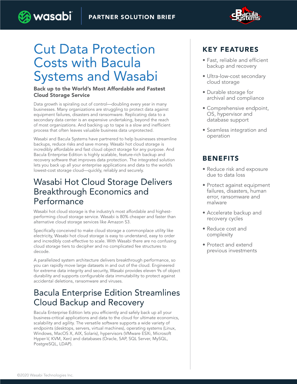 Cut Data Protection Costs with Bacula Systems and Wasabi