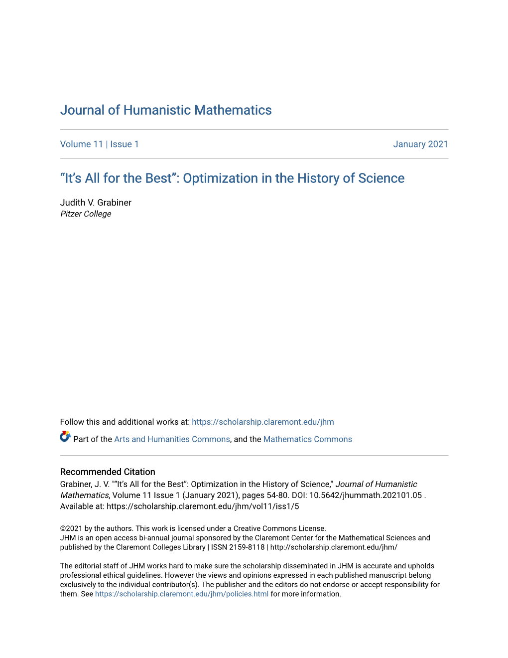 Optimization in the History of Science