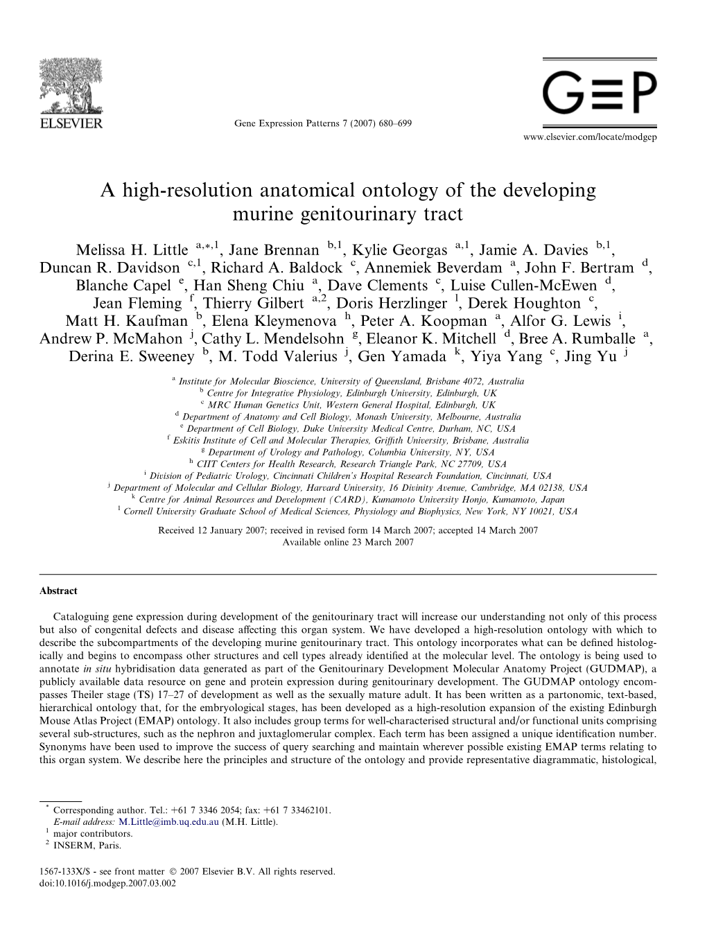 A High-Resolution Anatomical Ontology of the Developing Murine Genitourinary Tract