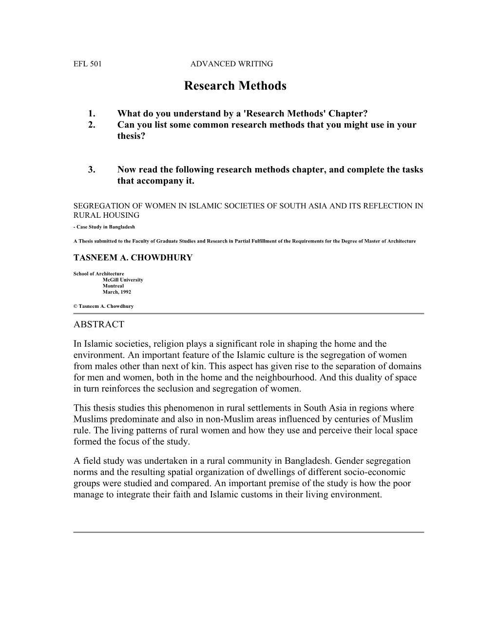 1. What Do You Understand by a 'Research Methods' Chapter?