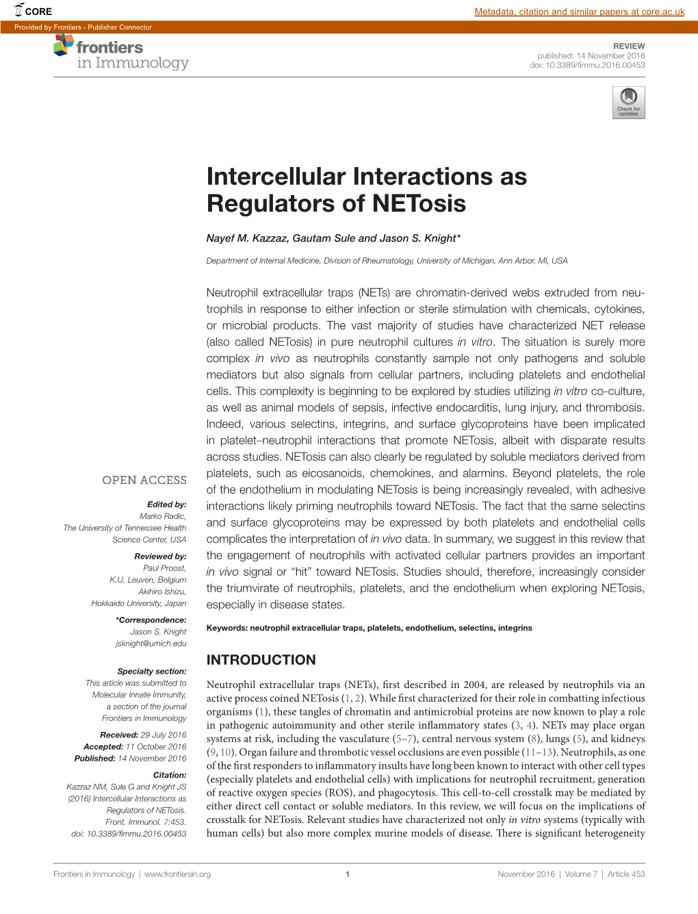 Intercellular Interactions As Regulators of Netosis