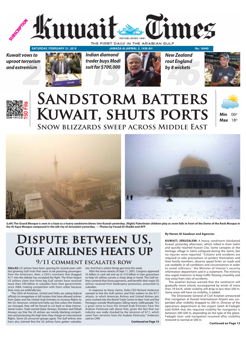 Sandstorm Batters Kuwait, Shuts Ports Dispute Between US