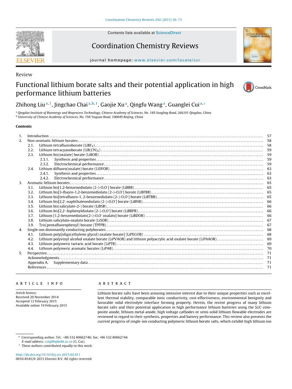 Functional Lithium Borate Salts and Their Potential Application in High Performance Lithium Batteries