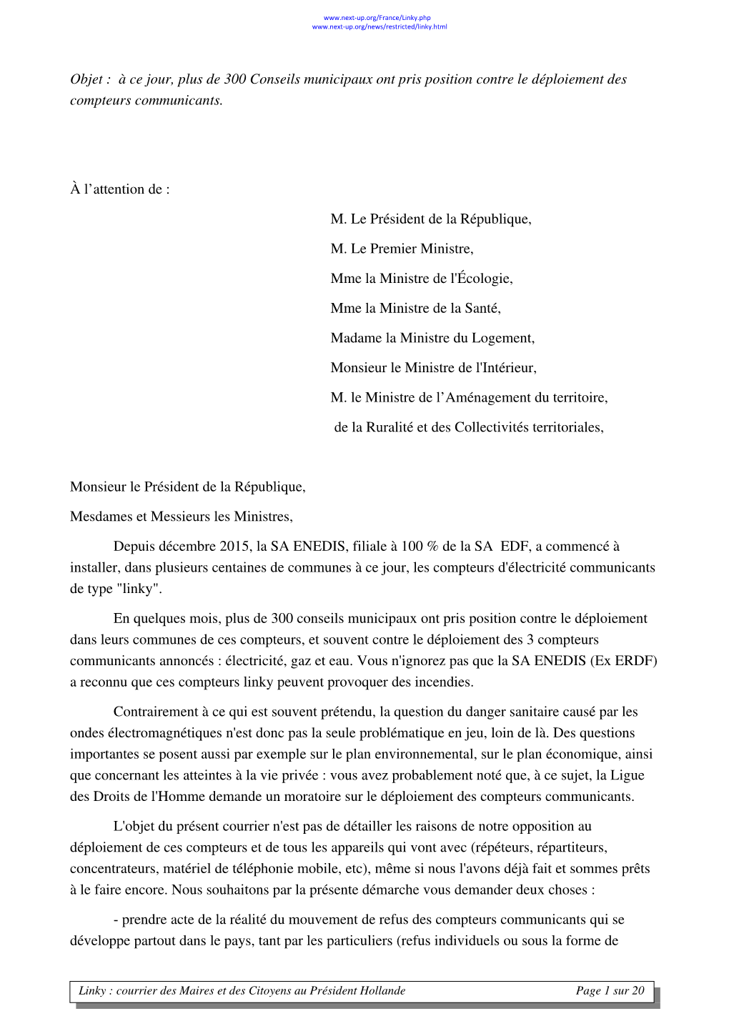 Maires Et Linky La Lettre Au Président De La République