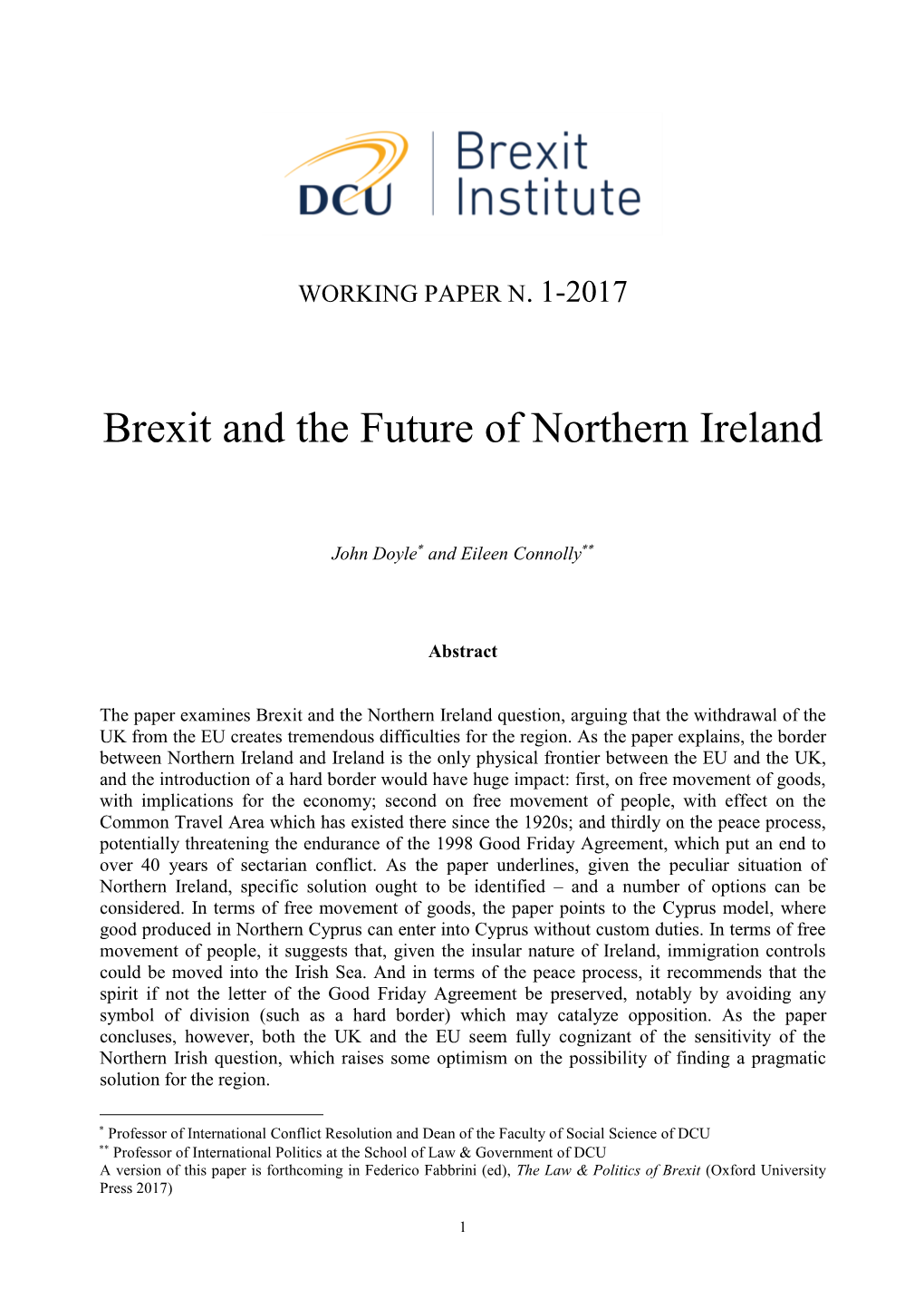 Brexit and the Future of Northern Ireland