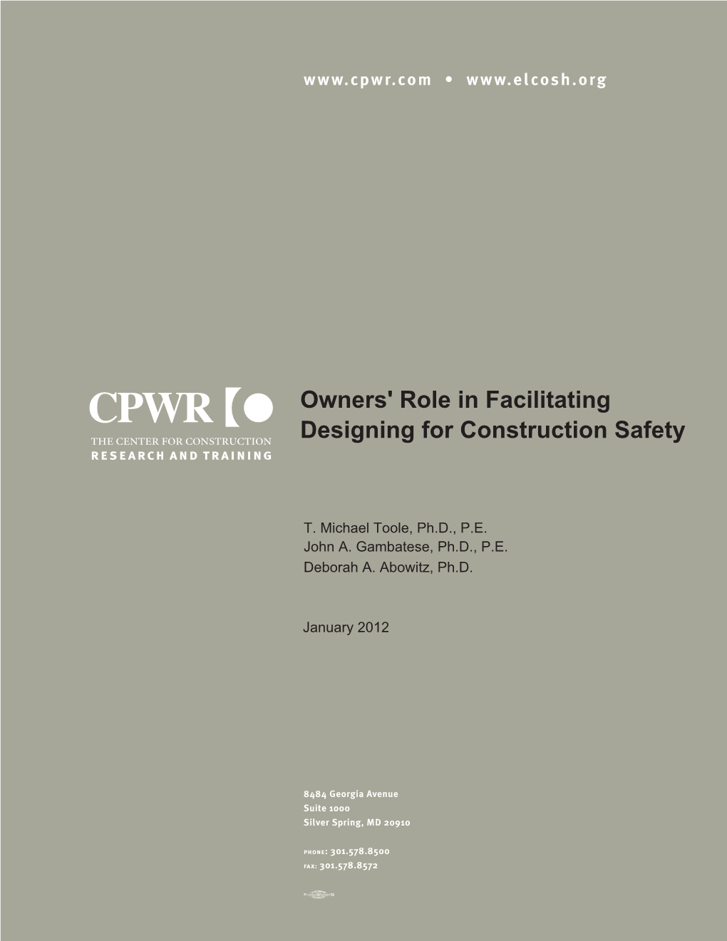 Owners' Role in Facilitating Designing for Construction Safety