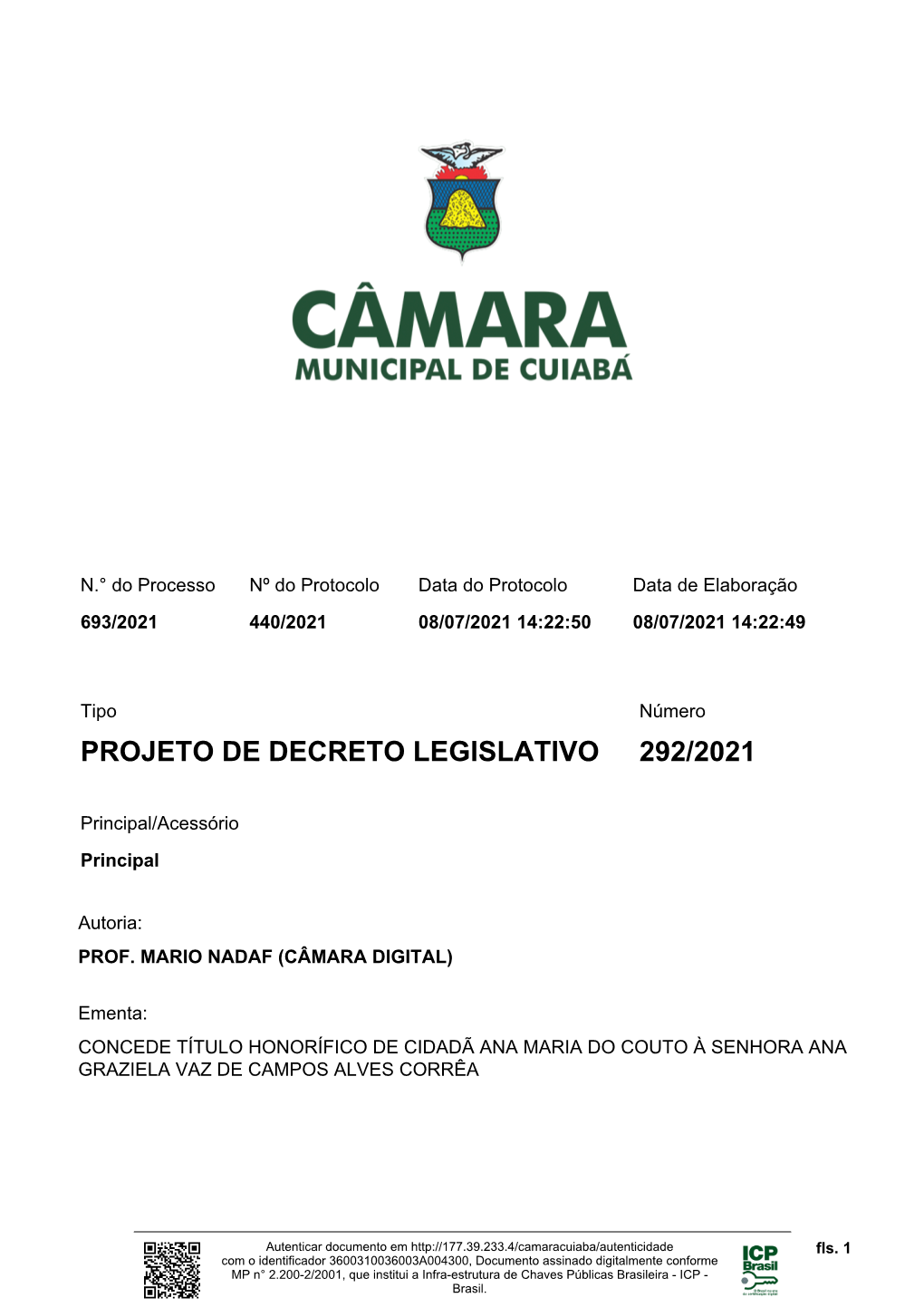 Projeto De Decreto Legislativo 292/2021