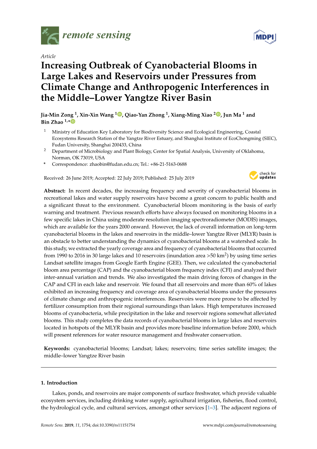 Increasing Outbreak of Cyanobacterial Blooms in Large Lakes And