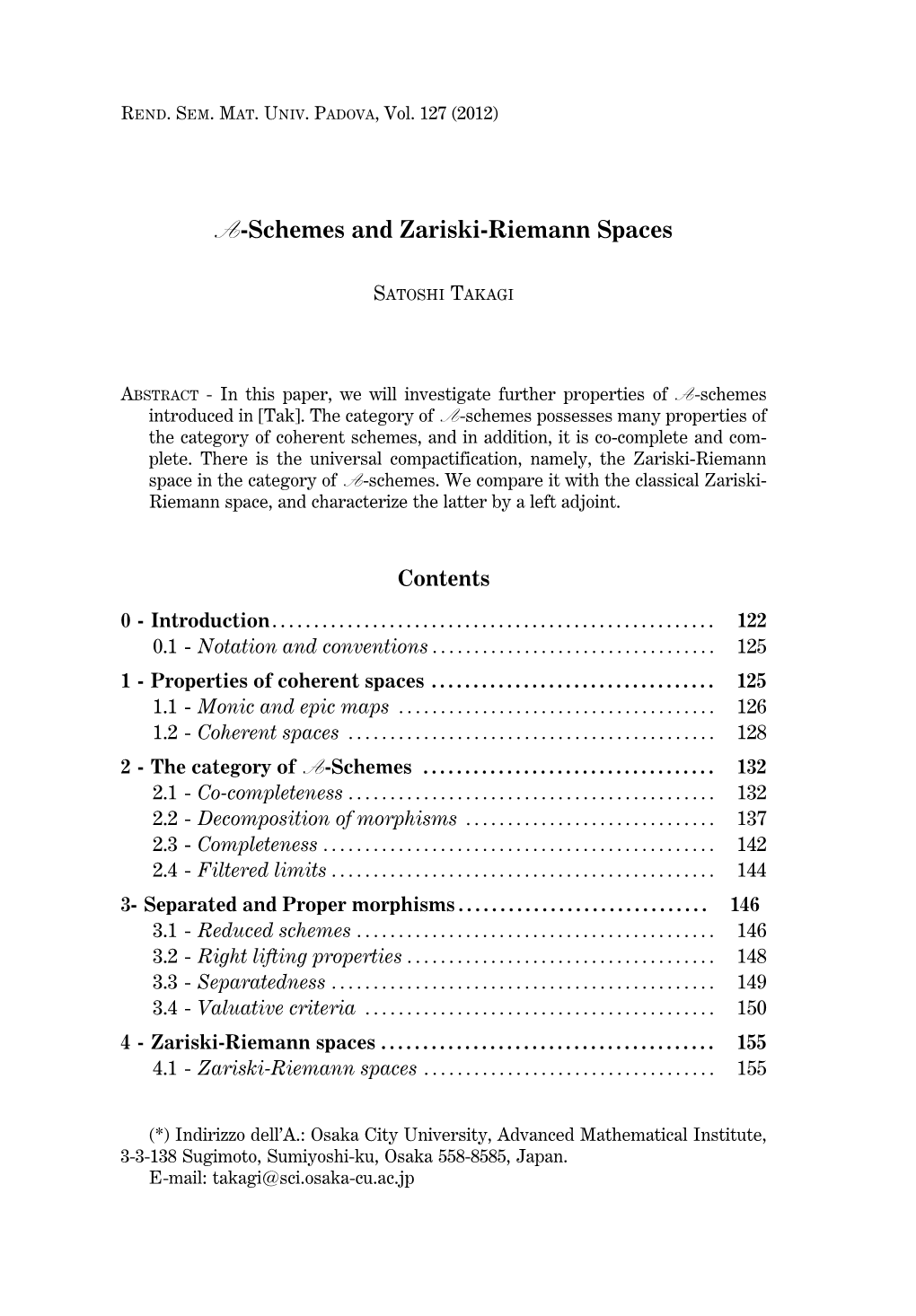 A-Schemes and Zariski-Riemann Spaces