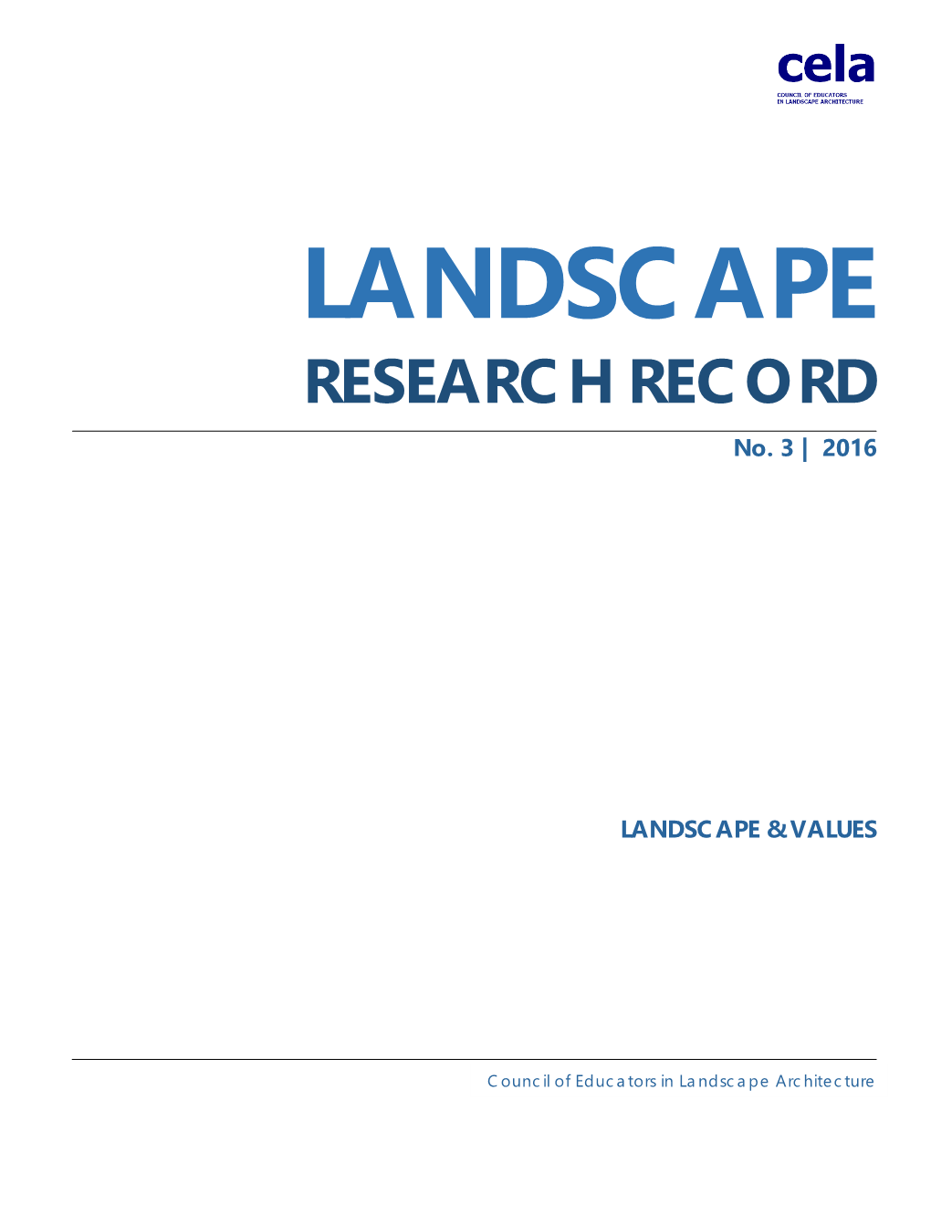 Landscape Research Record No. 03